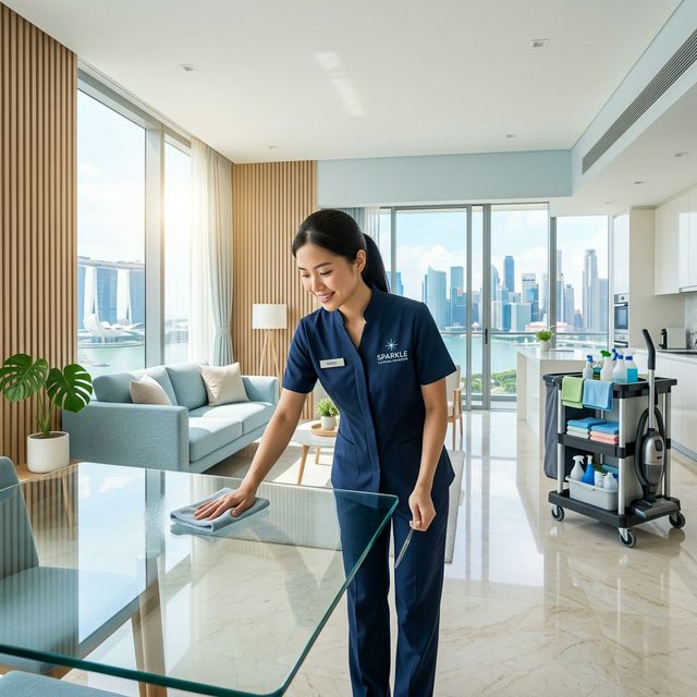 Professional cleaner in a Singapore home